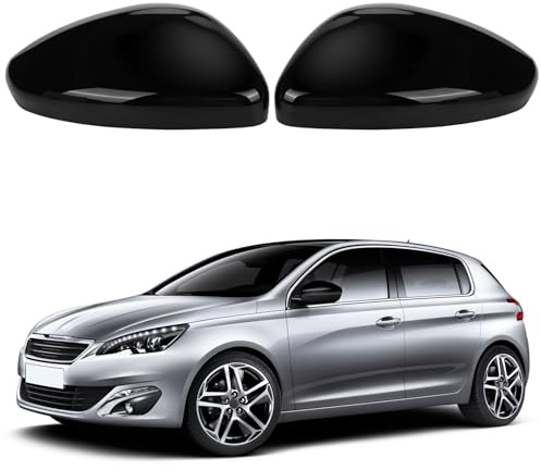 Capuchon de Rétroviseur Remplacement pour Peugeot 308 T9 MK2 2013-2022, Coque Retroviseur Exterieur De Voiture Couvercle Capuchon de Retroviseurs (Noir)