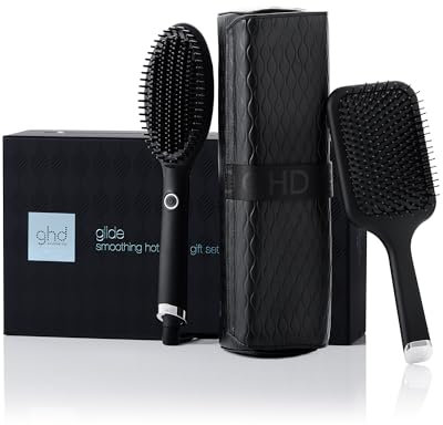 ghd glide gift set - Cepillo eléctrico alisador de pelo, cepillo ghd all-rounder y neceser resistente al calor, tecnología iónica, edición limitada 2024