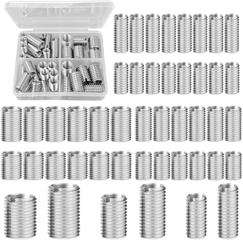 40 Piezas Inserto Roscado, Kit de Reparación de Roscas M4-M6 /M6-M8 /M8-M10, Insertos para Tuercas Hexagonales de Acero al Carbono Galvanizado, Casquillos Roscados, para Muebles de Madera