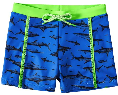 FILOWA Bañador Natacion Niños Corto Shorts de Baño con Forrado e Ajustable Cordón Traje de Baño Secado Rápido Short Bañador Playa Piscina Surf Pantalones Cortos para Adolescentes 11-12 años, Tiburón