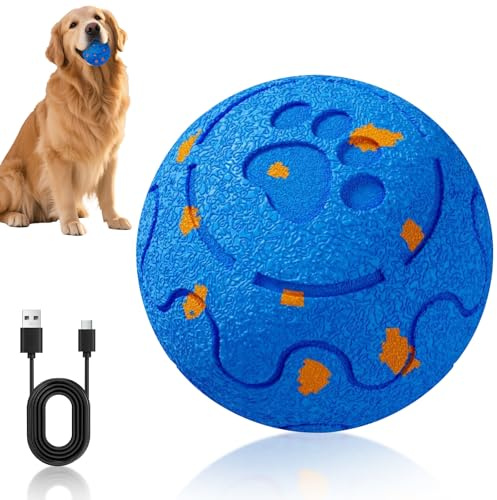 Jadyon Palla giocattolo interattiva per cani, palla intelligente semovente per cani, palla indistruttibile per cani con 3 modalità, giocattolo elettrico per cani di taglia media e grande (blu)