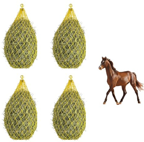 Lansls Red De Heno, 4 Piezas 36 In Red Para Heno, Comedero Para Caballo De Alimentación Lenta, Heno Red Para Caballos, Estrecha Malla De Heno Grande Para Cabras, Animales, Caballos