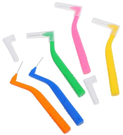 SOIMISS Cepillos Interdentales para Limpieza Dental Suave de Acero Inoxidable y Nylon en Forma de Eliminación de Residuos de Comida, 5 Piezas para Actividades al Aire Libre
