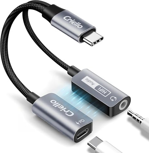 Criello Magnetic USB-C to 3.5mm Audio Adapter and Charger 2 in 1 Headphone and Charger Type C Audio Adapter with PD 60W Fast Charging Dongle Cable for iPhone 17/16/15 Plus Pro Max, iPad Pro, Switch 2