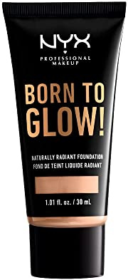 NYX Professional Makeup Born to Glow Radiant Foundation, Schillerndes Finish, Aufbaufähige mittlere Deckkraft, Vegane Formel, Farbton: Vanilla