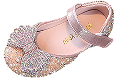 Zapatos de disfraz de princesa para niña: zapatos de cosplay de rendimiento con brillantes diamantes de imitación de cristal zapatos festivos cumpleaños princesa zapatos de boda, Rosa., 23