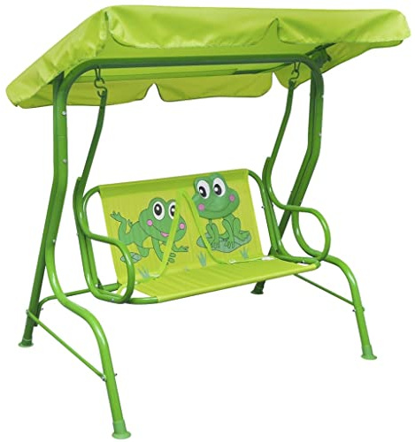 Hommdiy Kinder-Hollywoodschaukel Kinderschaukel Gartenschaukel Gartenbank Schaukelbank Hängeschaukel Gartenmöbel Grün