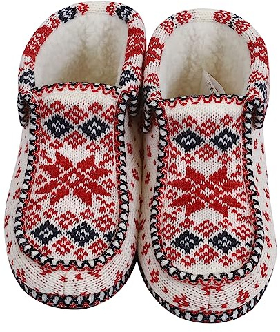 ICEWEAR Lágfótur pantoufles tricotées nordiques (Blanc, 42-43)