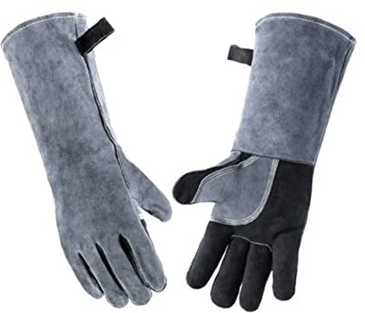 Guantes De Soldadura De Cuero De Forja,Guantes De Soldadura De Forja,Guantes De Soldadura De Forja Resistentes A Altas Temperaturas Guantes De Barbacoa De Piel De Vaca Para Cocinar Y Soldar(16¡壨40CM)