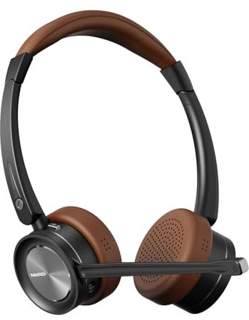 MAIRDI Auriculares inalámbricos con micrófono, auriculares Bluetooth para el trabajo, camionero, PC, oficina y hogar, doble inalámbrico 5.1 multipunto para equipos y conductores