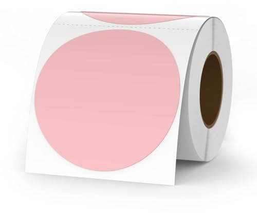 YIKIADA Etiquetas térmicas de vinilo de 76 mm con diseño de lunares rosas, autoadhesivas, para impresora, para logotipo, código de barras QR, inventario, 500 unidades