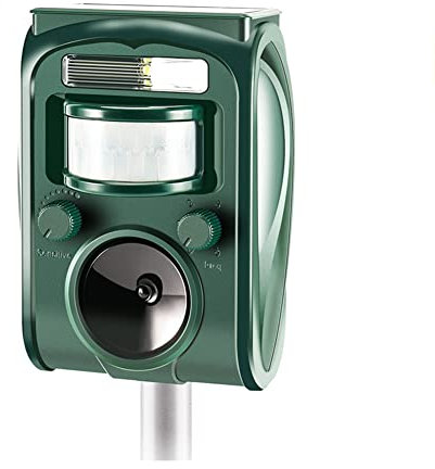 Famisym Répulsif à ultrasons pour chat - Fonctionne à l'énergie solaire - Fonctionne à piles - Pour jardin - Étanche - Extérieur avec sol