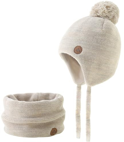 Monimo Wintermütze Kinder Warm Earflap Mädchen & Jungen Wintermütze Beanie Mix-beige 51CM ST