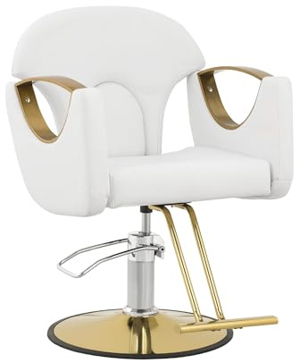 physa Poltrona da parrucchiere con poggiapiedi 53-64 cm 180 kg Bianca Poltrona da parrucchiere Sedia da parrucchiere