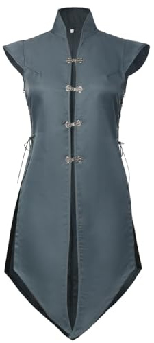 UniqKaliber Medieval Renaissance Vest for Women, Viking Sleeveless Long Jacket Vintage Tailcoat Jacket