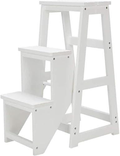 Scaletta Portatile Pieghevole Sgabello con Gradini Pieno in Legno per Adulti Cucina Domestica Sgabello da Arrampicata Sgabello Pieghevole Multifunzione Semplice Scala Portatile Mobili,A (C) (A)