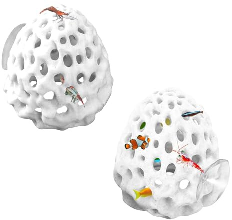 Jilskl 2 Pièce Maison de Crevette, Cachette Dôme pour Crevettes, Grottes à Crevettes Multifonctionnelles avec Ventouses, pour Que Les Petits Poissons Et Les Crevettes Puissent Se Cacher Et Se Reposer