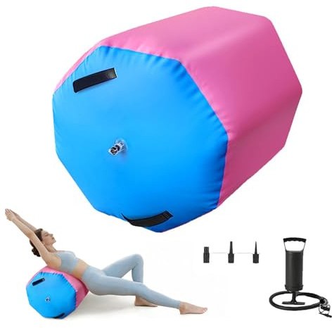 Rullo da ginnastica, 80 x 100 cm, gonfiabile, con pompa ad aria, tappetino da ginnastica ottagonale, per yoga, allenamento, fitness, palestra, uso domestico