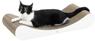 Petrebels Lily 75 - Carton à gratter pour chat - En carton très solide - 75 x 31 x 13 cm - Couleur : blanc