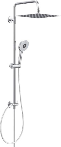 YEAUPE PRO Juego de ducha con filtro – 10 pulgadas acero inoxidable ducha lluvia y ducha de mano cromada blanca 2 filtros de repuesto, manguera de PVC de 1,6 m, soporte de altura ajustable, sistema