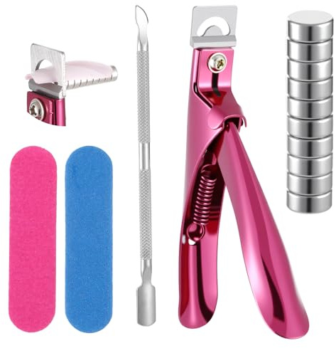 TIESOME Set di tagliaunghie in acrilico, con 10 magneti, 2 lima per unghie, 1 clip in gel in acciaio, per unghie finte, unghie in gel, unghie in acrilico, unghie finte