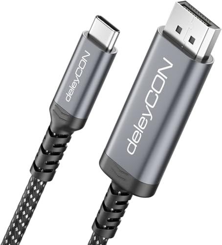 deleyCON 0,5m USB-C till DisplayPort Kabel Kort (4K@60Hz, 2K@165Hz) - för DisplayPort Monitorer - MST, Thunderbolt 3/4, för iPhone 17,16,15, Notebook, MacBook, iPad Pro/Air, Galaxy S26 S25 S24