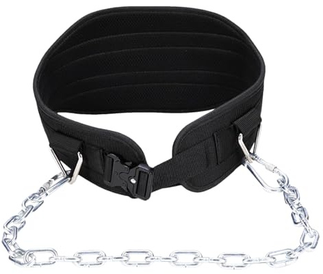 Ceinture d'haltérophilie | Support lombaire | avec chaîne de 70,1 cm pour homme, pour squats, fentes, soulevés de terre, pullup, dips, musculation, musculation, fitness fonctionnel