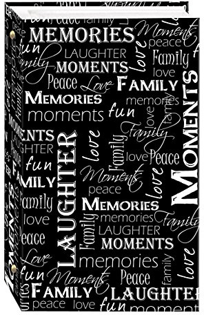 3-Ring Photo Album 300 Pockets Hold 4x6 Photos, Black & White Words Design