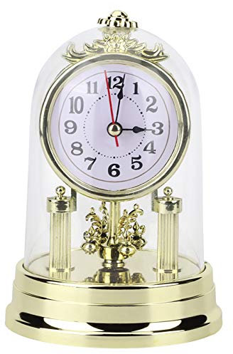 Carriage Table European Retro Style Antique Silent Clock for Home Living Room Decor (Gold)
