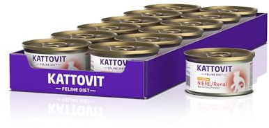Kattovit - Nourriture Humide pour Chats Adultes | Soutien de la Fonction Rénale | Diététique, Aliment Complet | 12 x 85 g