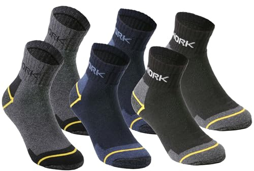 Easy8 – 39-42 Calze da Lavoro Uomo Donna, 6 PAIA, Calzini Lavoro, Work Socks, in Cotone, Rinforzati, Corti, Estivi, Invernali, Calzettoni, Quarter