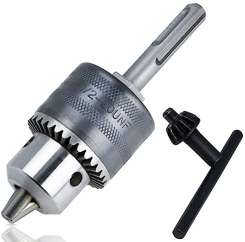 GARHWAL Zahnkranzbohrfutter 1,5-13 mm, 1/2-20UNF, Zubehör für Bohrhämmer, inklusive SDS-Plus Adapter Aufnahme, aus hochwertigem Vollmetall gefertigt und ideal für den harten Einsatz geeignet