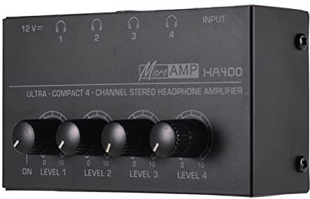 KOCAN amplificateur,Amplis de Puissance,HA400 Mini amplificateur de Casque Audio stéréo Ultra-Compact à 4 canaux avec Adaptateur Secteur