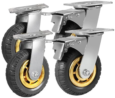 Greenfields 4pc Swivel Castor Wheels - Silent 360° Rotation, 150mm up to 1000KG, Non-Marking Rubberised Trolley Wheels - 6 Grey Galvanised Steel Castors for Furniture and Equipment Transport