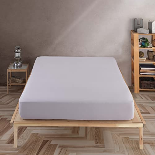 Vency Premium Jersey Spannbettlaken Topper 180X200cm Hellgrau - Spannbetttuch 100% Baumwolle, Bettlaken 180X200 Bis 15 cm Matratzenhöhe Hellgrau