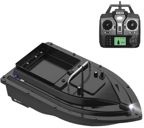 Kavolet 500m Bateau de pêche télécommandé, GPS Bateau d'appâts, capacité de 2KG, Bateau de pêche de nuit avec grand réservoir d'appâts, Bateau de pêche automatique, Batterie rechargeable 5200mAh