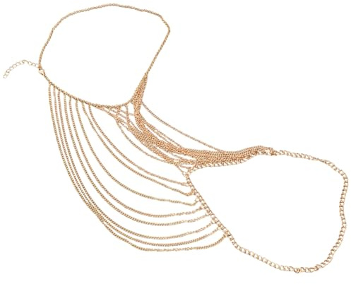 GORGECRAFT 2pz Catena per Braccio Superiore Multistrato In Metallo Dorato con Nappa Catena per Corpo e Spalla Collana Braccialetto Gioielli Da Sposa Lingerie per Ballo di Fine Anno Estate Spiaggia