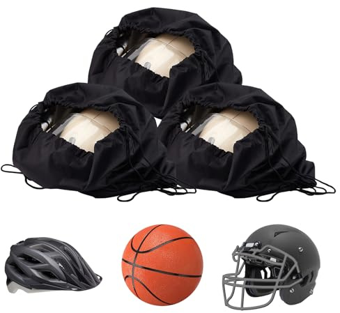 NICENEEDED 3 PCS Large Capacity Motorcycle Helmet Bag, Lightweight Drawstring Helmet Backpack Waterproof Sports Gym Sack Pack, Welding Hood Storage Carrying Bags for Training Travel