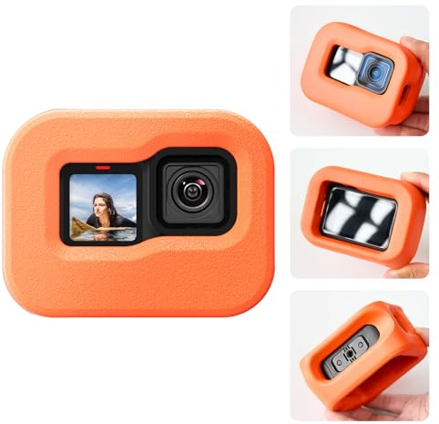 TELESIN Floaty fodral för GoPro Hero 13/12/11/10/9 svart, flytande ramhölje för Go Pro, lämplig för snorkling, surfing, vattenskidor actionkameratillbehör (orange)