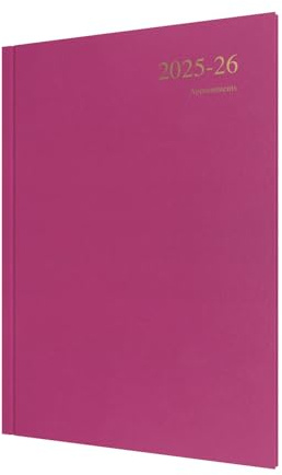 Collins 'Essentials' 12 Month Mid/Academic Year Planner, July 2025-July 2026 - ESSA43M.63-2526 - Week-to-View Appointments Diary, A4 Hard Cover, Deep Pink