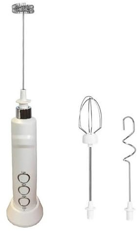 FAOKZE Montalatte Elettrico USB, frullino montalatte con 3 frullino in acciaio inox,3 velocità regolabili,Potente Schiumalatte Elettrico per Caffè, Latte, Cappuccino, Matcha (bianco)