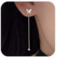 Pendientes de mariposa, pendientes largos colgantes de plata para mujer, con borlas y cadena, regalo para amigas, ideal para cumpleaños de mujeres