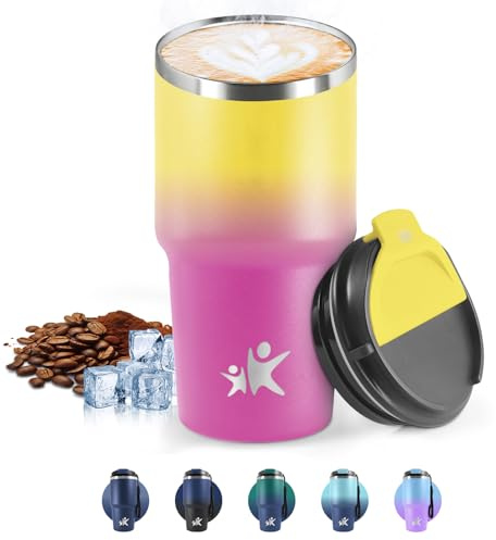 HoneyHolly Termos Caffè 600 ML, Tazza termica Riutilizzabili Prova di Perdite, Bicchiere Termico, Acciaio Inox 304, Travel Mug per Caffè Caldo e Freddo, Latte e Tè