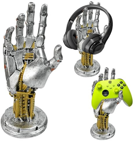 Byfoyif Support Casque et Manette Cyberpunk, Repose Casque Gaming et Manette en Forme de Main, Porte-Casque Gaming Design Futuriste, Support Manettes en Résine, pour Organisation Déco Bureau Maison