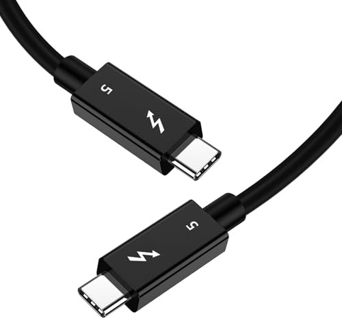 Thunderbolt 5, cavo dati di trasferimento dati 80 Gbps, cavo di ricarica USB C 240 W, [chip cipresso] 6 K/8 K, compatibile con Thunderbolt 4 e 3, per MacBook, iPad, iPhone, Android, monitor (1,5 m)