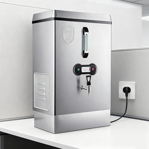 Kommersiell vattenpanna 40 L – omedelbar varmvattendispenser med kran, dubbel filtrering, autofill, rostfritt stål för catering och personalmatsalar