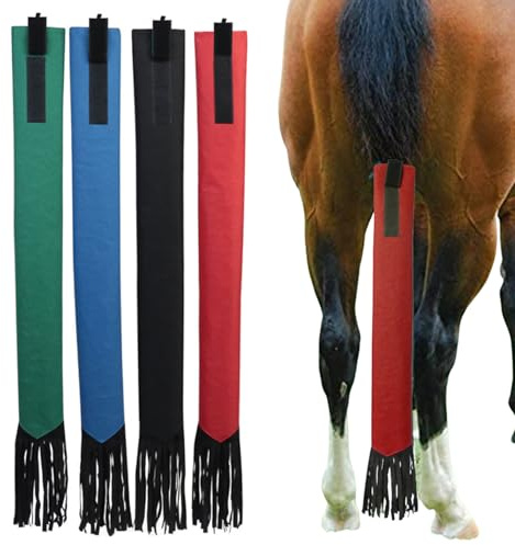 4 Bolsas de Cola de Caballo, Bolsa de Cola Anti-picaduras para Caballos, Bolsas de Tela Protectora para Colas de Caballo con Cinta de sujeción, Suministros para Caballos de 4 Colores