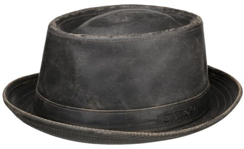 Stetson Odenton Pork Pie Hut Fedora Baumwolle Wasserabweisend Sonnenschutz Damen Herren Sommer Winter Musikerhut braun M (56-57 cm)