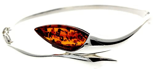 Modern designer 925 sterlingsilver massivt armband set med baltisk bärnsten ädelsten – GL518, Papper Sten Sterlingsilver, - Amber