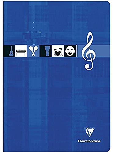 Clairefontaine 63117AMZC Lot de 2 Cahiers Agrafés de Musique et Chants - A4 21x29,7cm - 48 Pages Grands Carreaux et Portées avec lignes - Papier 90g - Couverture Carte Pelliculée - Couleurs Aléatoires